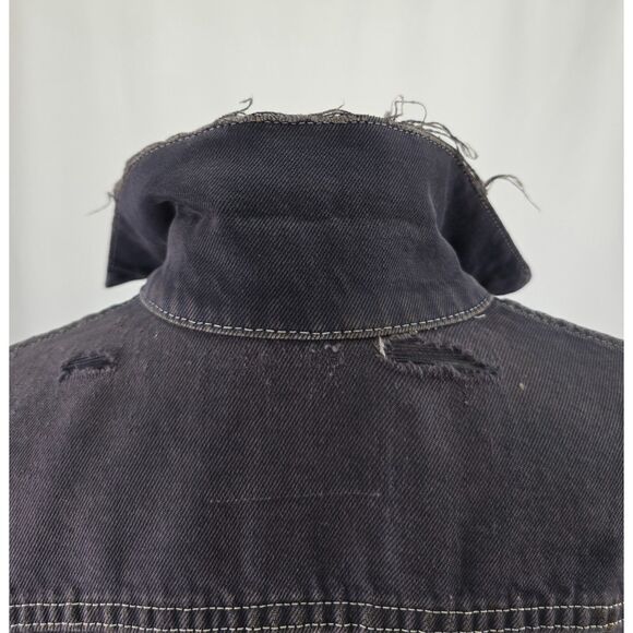 Custom Distressed Jean 90s Grunge Patchwork Painted Denim Levis Trucker Jacket - Picture 7 of 15